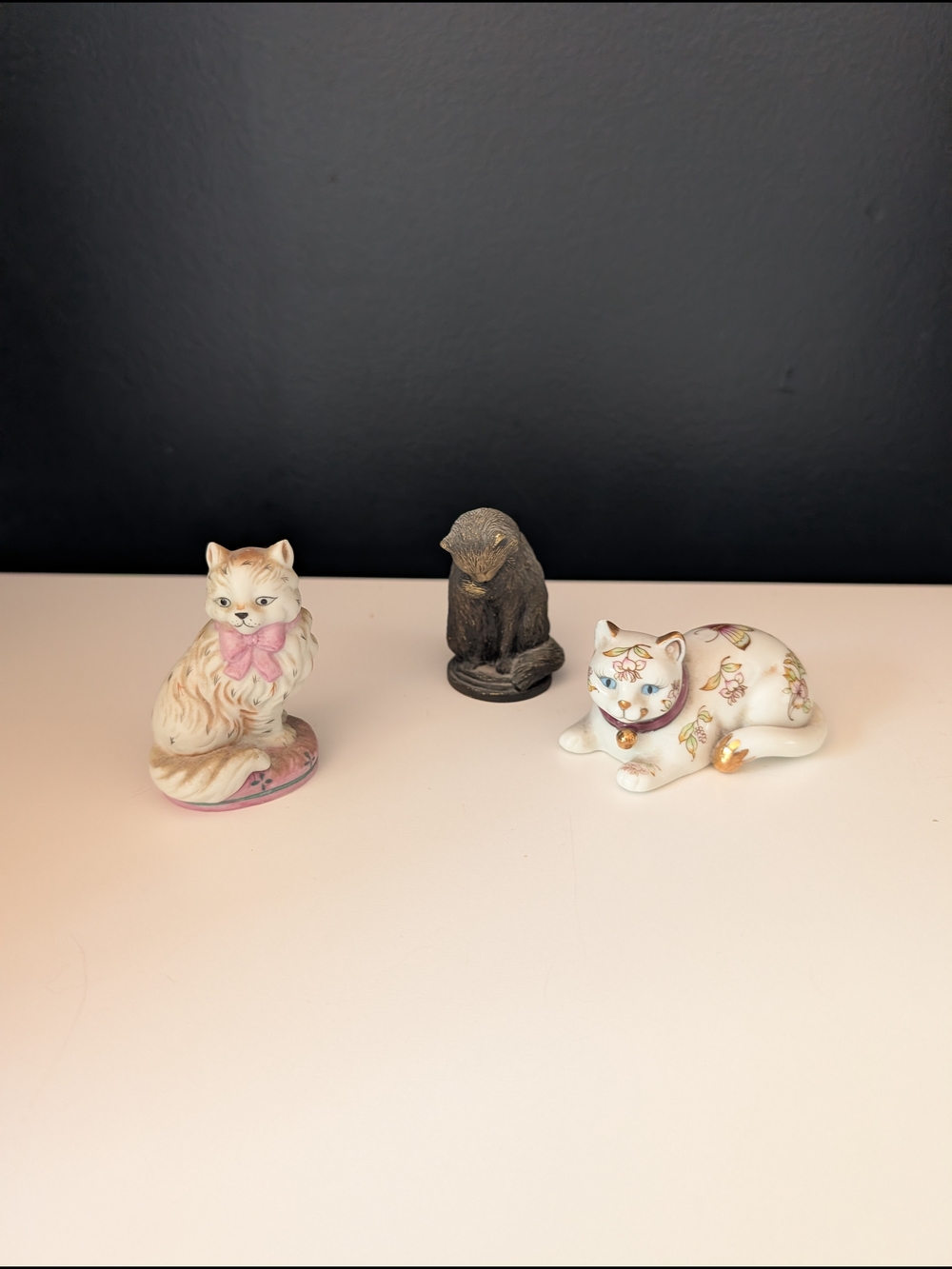 Franklin Mint Vintage Collectible Set of 3 Cat Figurines